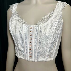 VS Dream Angel Unlined Hook & Eye Corset Bra Top NEW W Tags Coconut White Med DD